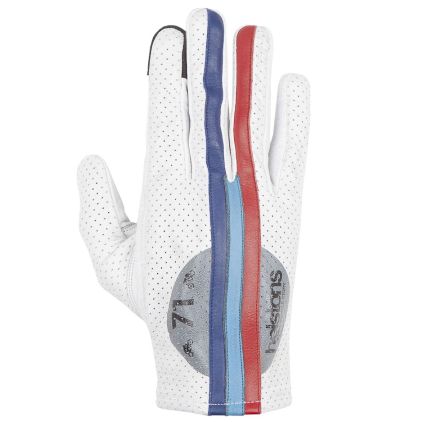 Helstons Record Air Ete Leather White Blue Red Gloves