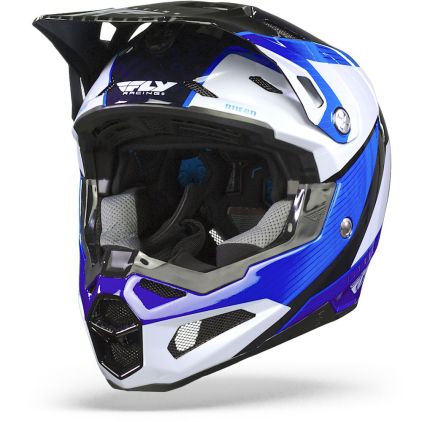 FLY Racing Formula Carbon Prime Blauw Wit Blauw Carbon Crosshelm