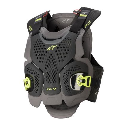 Alpinestars A-4 Max Borstprotector Zwart Antraciet Geel Fluo