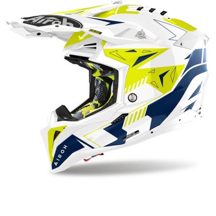Airoh Aviator 3 Spin Geel Blauw Offroad Helm