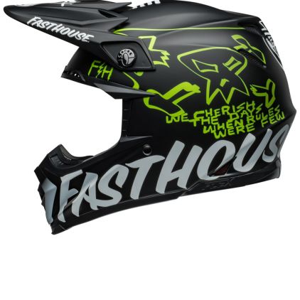 BELL Moto-9S Flex Fasthouse MC Core Mat Zwart Geel Offroad Helm