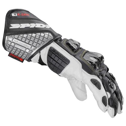 Spidi Carbo Kangaroo Black White Motorcycle Gloves