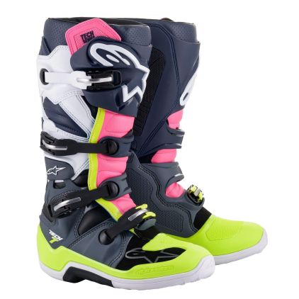 Alpinestars Tech 7 Donkergrijs Donkerblauw Roze Fluo