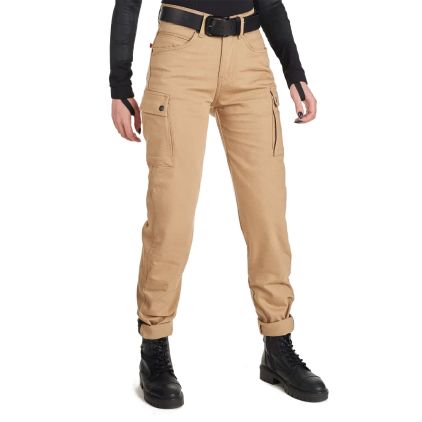 Pando Moto Mila Cargo Beige Dames Chino Cordura® Motor Jeans