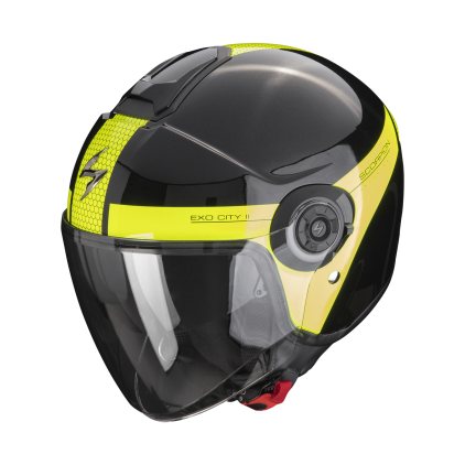 Scorpion Exo-City Ii Short Metal Zwart-Neon Geel Jet Helm