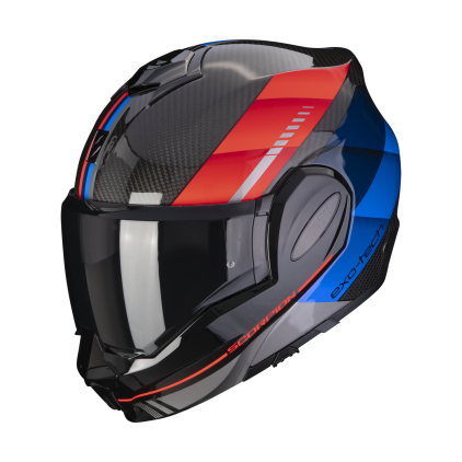 Scorpion Exo-Tech Evo Carbon Genus Zwart-Blauw-Rood Systeemhelm