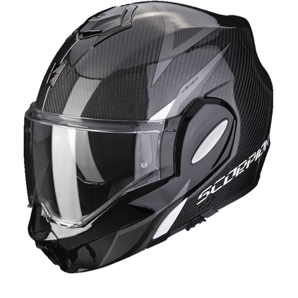 Scorpion Exo-Tech Evo Carbon Top Zwart-Wit Systeemhelm