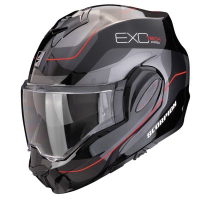 Scorpion Exo-Tech Evo Pro Commuta Zwart-Zilver-Rood Systeemhelm