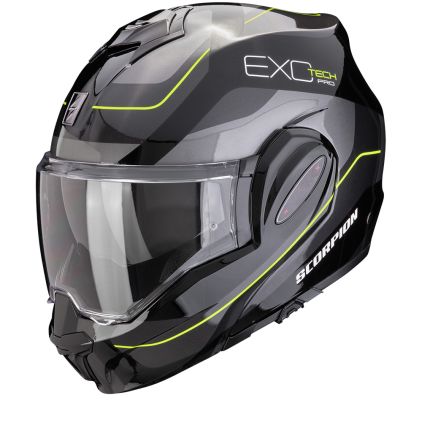 Scorpion Exo-Tech Evo Pro Commuta Zwart-Zilver-Geel Systeemhelm