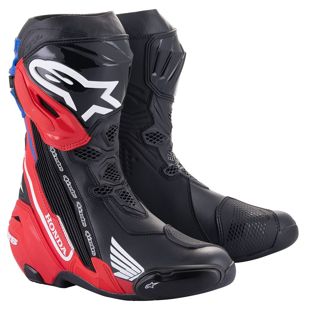 Alpinestars Honda Supertech R Boots Black Bright Red Blue