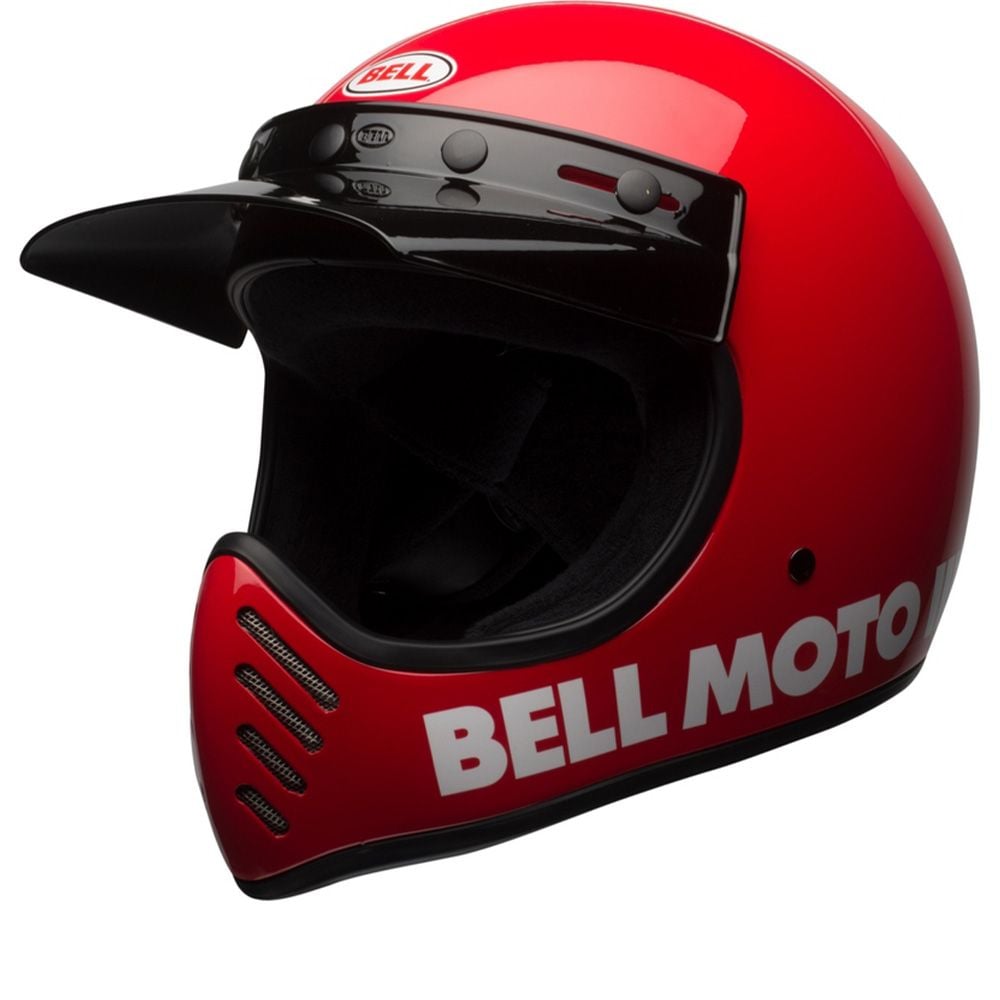 防具 BELL MOTO3 Bell Moto-3 Classic Solid Gloss Red Helmet Full Face - Chromeburner