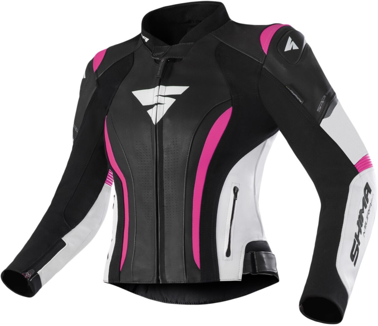 SHIMA Miura 2.0 Dames Zwart Wit Roze Leren Motorjas - Chromeburner