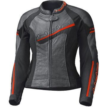 Held Debbie II Geperforeerd Dames Zwart Rood Leren Motorjas