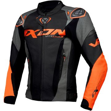 Ixon Vortex 3 JKT Zwart Antraciet Oranje Leren Motorjas