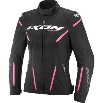 Ixon Striker 2 Air WP L Zwart Bright Roze Waterdichte Dames Textiele Motorjas