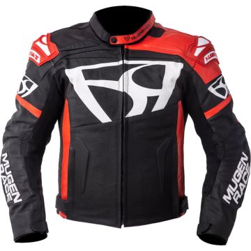 MUGENRACE Aggressore Black White Red Leather Jacket