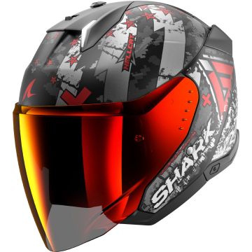 SHARK Skwal i3 Jet Hellcat Mat Zwart Chrome Rood KUR