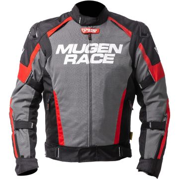 MUGENRACE Romano Dark Grey Black Red Waterproof Textile Jacket