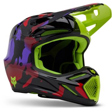 FOX V3 Throttle MIPS Geel Crosshelm