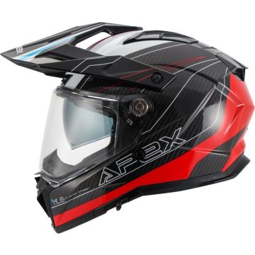 APEX AC500 Carbon Sahara Wit Rood Blauw Glossy Adventure Integraalhelm