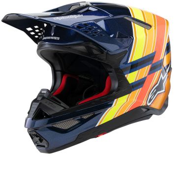 Alpinestars S-M10 TLD Edition 25 Donkerblauw Oranje Geel Fluo Rood Offroad Helm