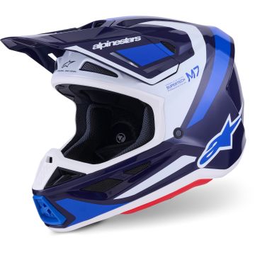 Alpinestars S-M7 Rise Blauw Wit Crosshelm