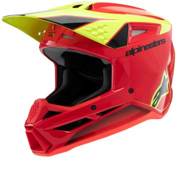 Alpinestars S-M3 Youth Fray Rood Geel Fluo Zwart Offroad Helm