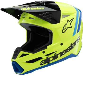 Alpinestars S-M3 Youth Radium Geel Fluo Zwart Blauw Offroad Helm