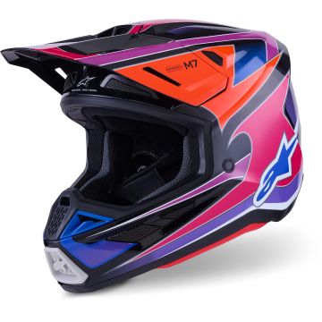 Alpinestars S-M7 Fuse Blauw Lila Crosshelm