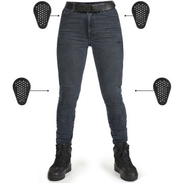 Pando Moto Kaya Slim Graphite Dames Motorjeans