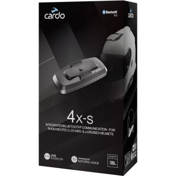 Cardo 4X-S Bluetooth Communicatiesysteem Enkel Pakket voor Shoei Gen 3 Motorhelmen