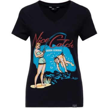 Queen Kerosin Nice Catch Dames T-Shirt