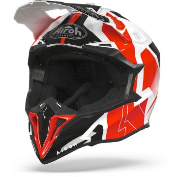 Airoh Wraap Raze Rood Wit Crosshelm