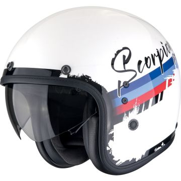 Scorpion Belfast Evo Adonis Wit Rood Blauw Jethelm