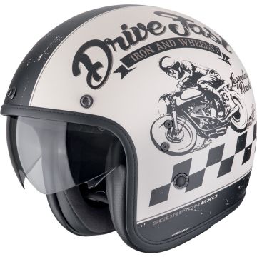 Scorpion Belfast Evo Drive Fast Zwart Beige Jethelm