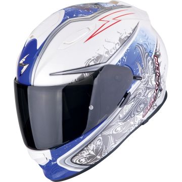 Scorpion EXO-491 Run Wit Blauw Integraalhelm