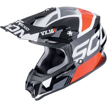 Scorpion VX-16 Evo Air Analog Zwart Wit Rood Crosshelm