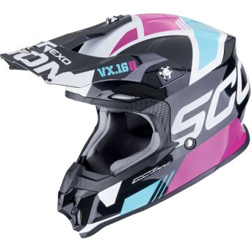Scorpion VX-16 Evo Air Analog Zwart Roze Crosshelm