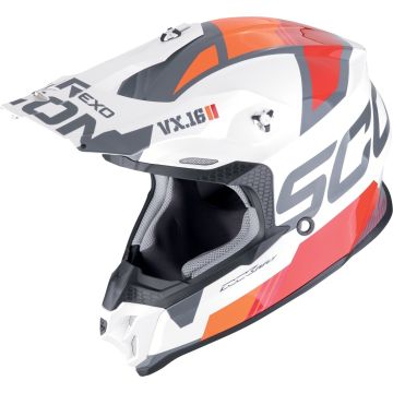 Scorpion VX-16 Evo Air Analog Wit Rood Oranje Crosshelm