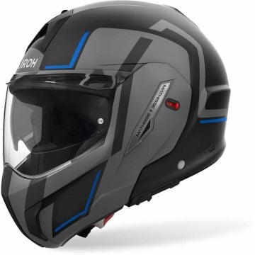 Airoh Mathisse II Genius Matzwart Grijs Blauw Systeemhelm