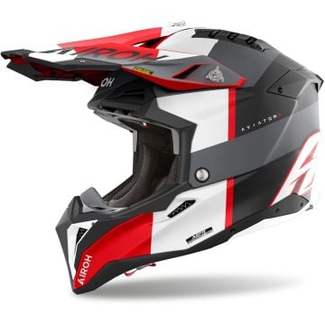 Airoh Aviator 3 Monarch Matzwart Grijs Rood Crosshelm