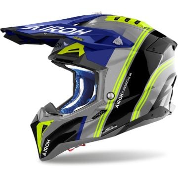 Airoh Aviator 3 Hima Blauw Geel Crosshelm