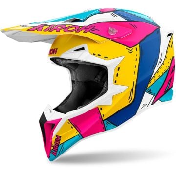 Airoh Wraaap Paint Blauw Geel Roze Crosshelm