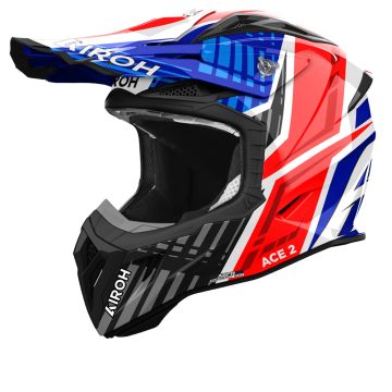 Airoh Aviator Ace 2 Proud Blauw Rood Glanzend Offroad Helm