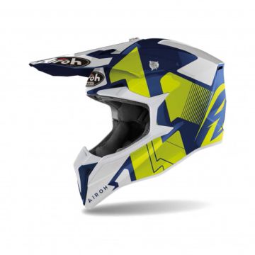 Airoh Wraap Raze Blauw Geel Crosshelm