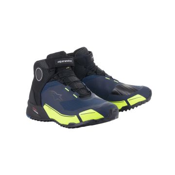 Alpinestars CR-X Drystar Riding Zwart Donkerblauw Fluo Geel Motorschoenen