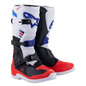 Alpinestars Tech 3 Wit Felrood Donkerblauw