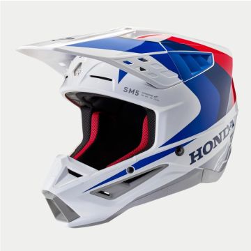 Alpinestars Honda S-M5 Helm Ece 22.06 Wit Blauw Rood Glanzend