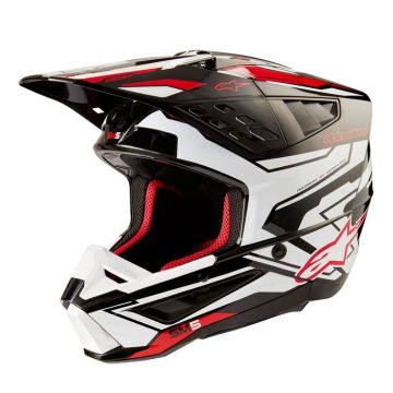 Alpinestars S-M5 Action 2 Helm Ece 22.06 Zwart Wit Felrood Glanzend