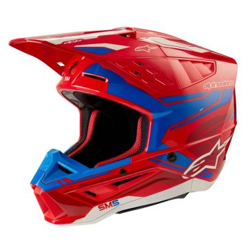 Alpinestars S-M5 Action 2 Helm Ece 22.06 Felrood Blauw Glanzend